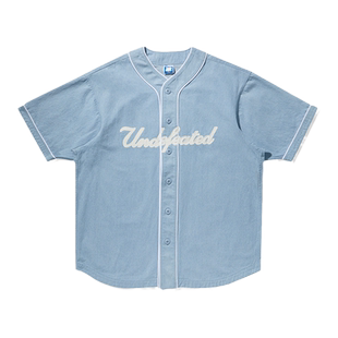 UNDEFEATED五条杠官方时尚美式街头牛仔短袖棒球运动衫