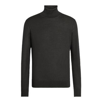 ZEGNA杰尼亚黑色高领毛衣