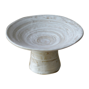 向美高脚茶点盘中式禅意茶道干果盘水果篮点心碟陶瓷茶几供奉摆件