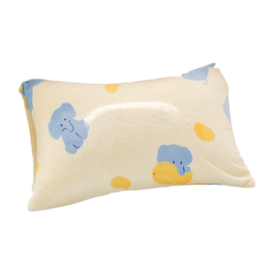 小象不芒 插画师原创奶油风卡通奶油绒枕套单只装冬季毛绒枕芯罩