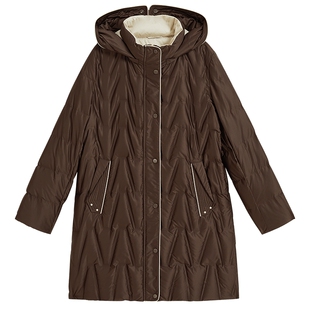 YINER音儿专选2025冬季新款法式柔光缎面立领可拆卸连帽羽绒服