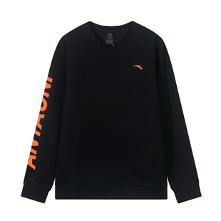 安踏秋冬卫衣男加绒保暖青少年撞色长袖官网旗舰休闲跑步套头内搭