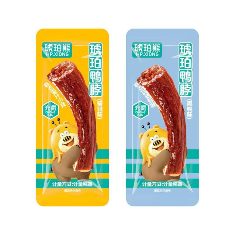【整箱12根】琥珀熊鸭脖蜜汁黑鸭肉零食