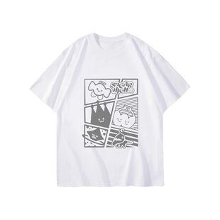 王心凌演唱会同款白色印花休闲短袖t恤女夏新款宽松圆领纯棉上衣