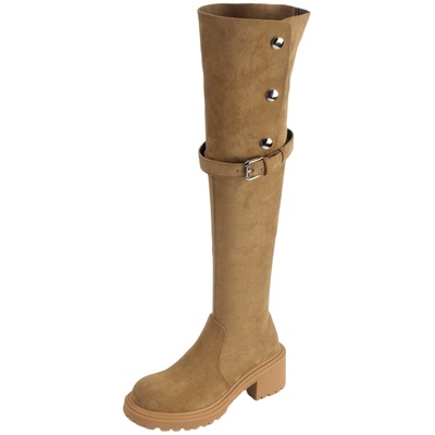 强推！羊羔毛长靴女麂皮绒过膝靴