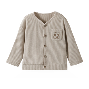 嫚熙童装儿童薄款针织衫上衣男女童华夫格开衫外套宝宝内搭打底衫