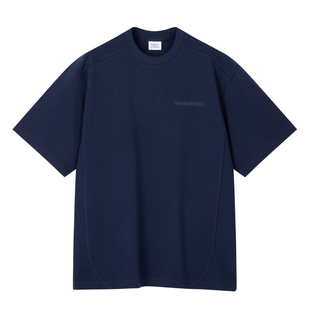 SANBAI 叁佰【巨显白】印花t恤男士夏季纯棉重磅基础休闲宽松短袖