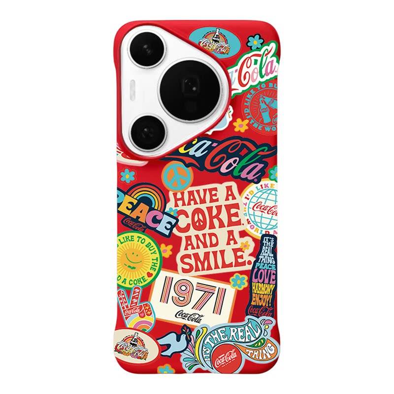 适用华为Pura80Pro+/p60Pro无边框手机壳可口可乐轻薄防摔Huawei70Ultra防摔亲肤硬壳大孔p50/70Pro+磁吸后壳