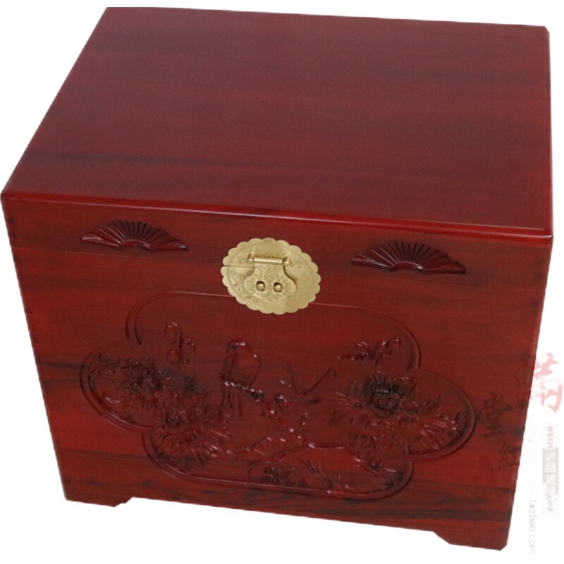 仿古中式实木家具樟木储物箱雕花方箱字画收纳箱婚嫁箱结婚嫁妆箱