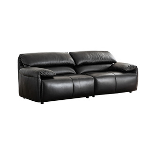 zolle慕格沙发/高靠背黑色中古风皮沙发真皮包豪斯沙发客厅小户型