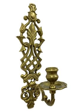古典绳花纹铜质壁饰装饰烛台