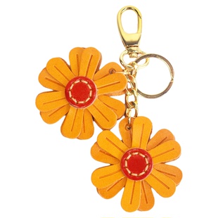 洋芋【花儿绽放】双面牛皮花朵包挂件真皮雏菊钥匙扣托特男女包潮