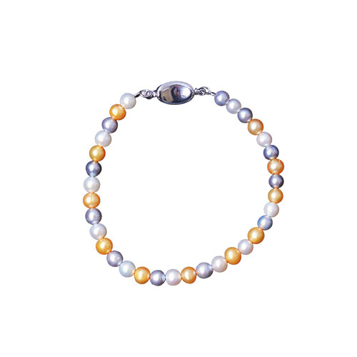 天然淡水珍珠灰金白三色原创手链单圈多宝拼色女款珍珠简约款手串