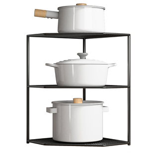 厨房锅具置物架桌面三角柜内分层下水槽台下空间利用神器转角锅架