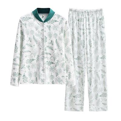 纯棉女士半高领护颈睡衣套装