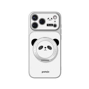 适用于iphone17promax手机壳新款苹果16pro康宁小羊皮TPU防摔旋转支架15pro熊猫14爆款13网红12pro保护套11