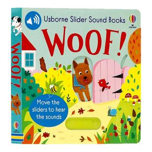 Usborne出品 滑条发声书 汪汪汪 英文原版绘本 Slider Sound Books Woof 动物拟声互动读物 亲子共读低幼机关操作纸板图画书 耐撕