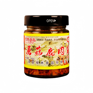 承德特产格林蘑菇鹿肉酱隆化蘑菇酱微辣拌面下饭酱180g*6瓶礼盒装