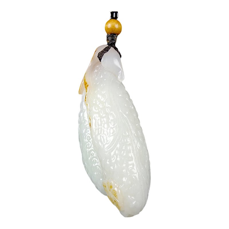 和田玉红皮白肉黄瓜吊坠