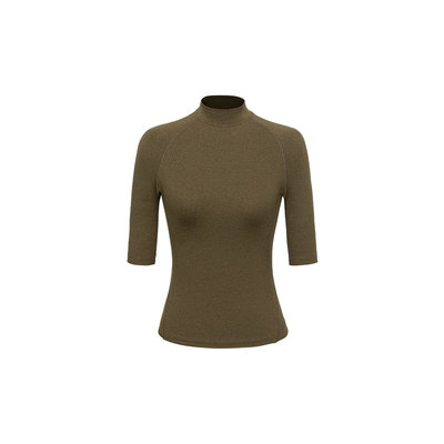 INNERLAND高领磨毛修身中袖T恤