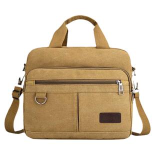 帆布包男士斜挎包商务休闲包大容量工具包多层拉链单肩包手提包潮