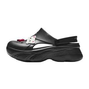 安踏萌爪女鞋黑色洞洞鞋凉鞋透气女款2026夏季新款厚底增高运动鞋