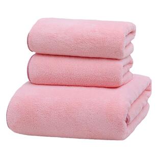 斜月三星珊瑚绒毛巾浴巾套装柔软吸水男女通用大人情侣款