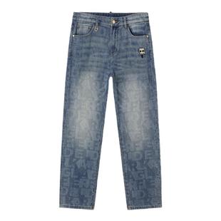 KARL LAGERFELD26年春季新牛仔裤满印LOGO长裤复古老佛爷潮牌男装