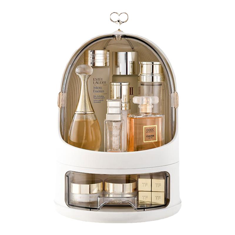 化妆品收纳盒高级感桌面防尘大容量旋转式梳妆台护肤品整理置物架