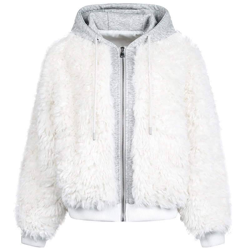 原创美式假两件拼接加厚保暖外套