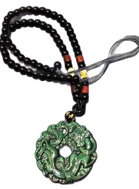 天然黑曜石龙眼项链吊坠