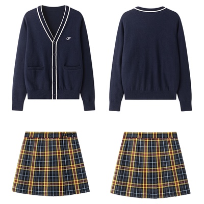 东京岁时记藏青色学院风针织开衫