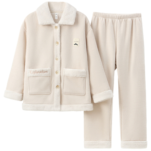 有内睡衣女款冬季2025新加绒加厚保暖女士A类绒绒外出家居套装