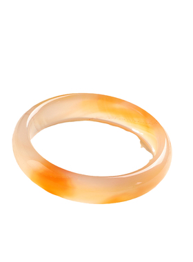 天然冰种玛瑙俏色玉髓手镯女蜜糖色冰糖雪梨翡翠色扁条玉镯饰品