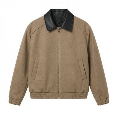 碧舍男士毛呢短款翻领夹克外套潮