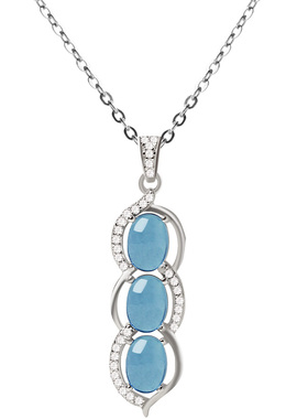 宫里上新天然海蓝宝水晶项链