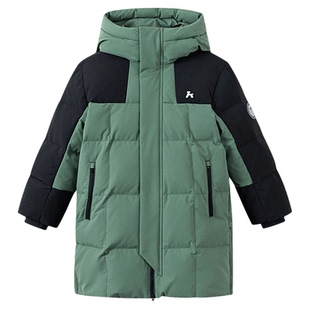 森马儿童羽绒服男女童2026新款冬季撞色拼接连帽立体徽章防护外套