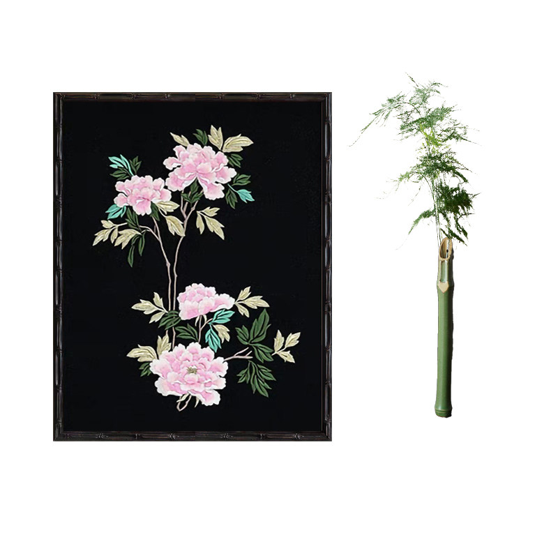 法式高级感竹节框玄关书房装饰画
