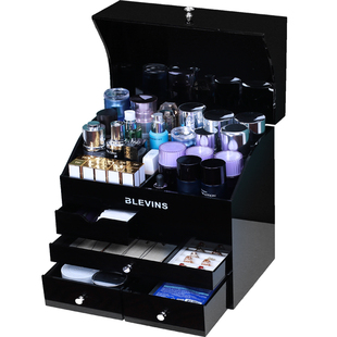 梳妆台抽屉式化妆品收纳盒桌面高级感大容量带镜子首饰一体置物架