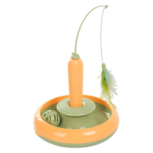 猫咪玩具胡萝卜转盘自动逗猫棒电动旋转羽毛逗猫杆幼猫用品大全