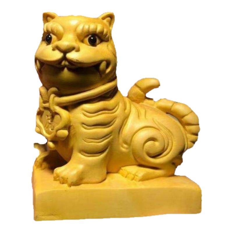 崖柏黃楊木精雕黑虎玄壇將軍虎爺神像寺廟供奉擺件車載裝飾保平安