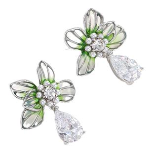 旭平【流光花语】新中式气质滴釉花朵耳环高级感轻奢水滴耳饰GDW