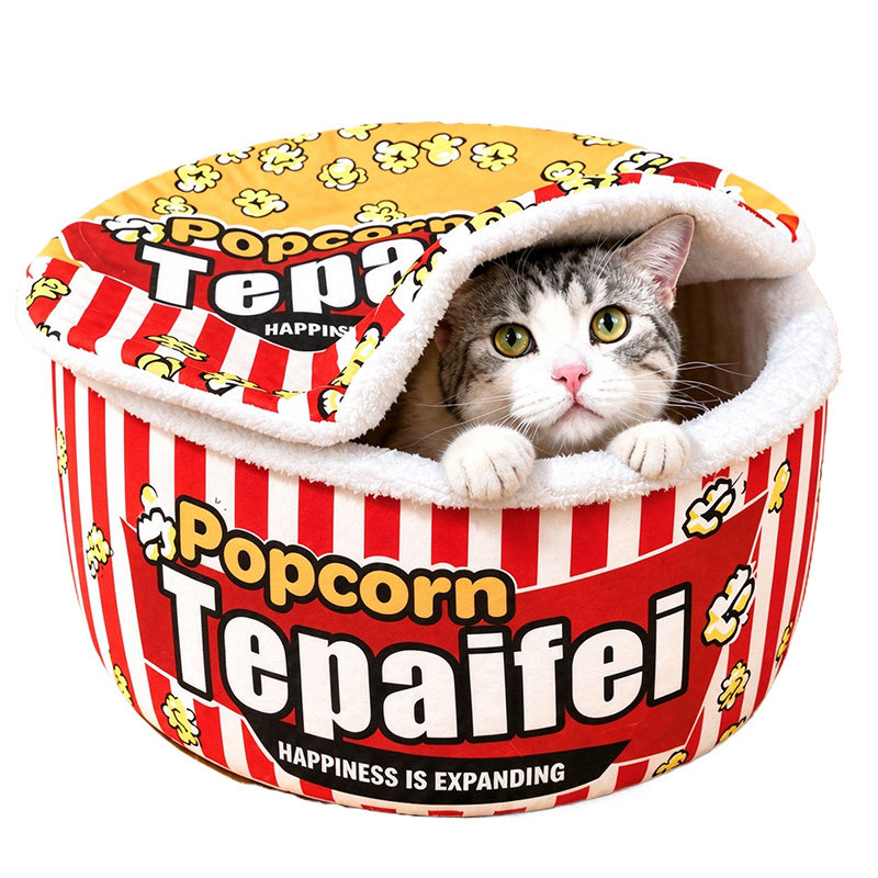爆米花猫窝半封闭安全感冬加厚