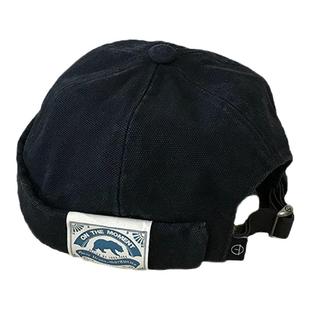 SUPERWZM日韩水洗棉贴布寸头帽子男雅痞街头嘻哈潮酷百搭瓜皮帽女