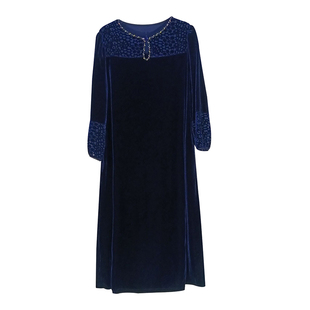 金丝绒连衣裙2025春新款高端奢华时尚洋气烧花裙名媛宽松阔太太裙