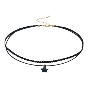 m大海星辰蓝色星星双层choker简约小巧水晶锁骨链小众项链闺蜜