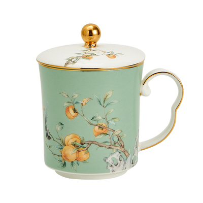 骨瓷中式盖杯事事如意