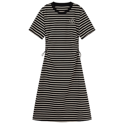 MISSCOCOON时尚条纹弹力罗纹A字连衣裙春夏