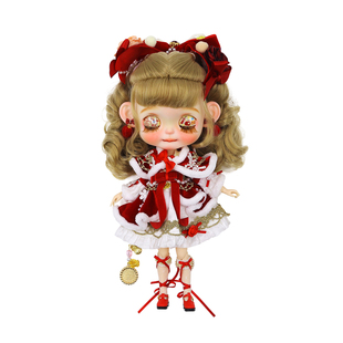 ICY DBS小布娃娃衣服新春新年喜庆缎绒套装裙azone19关节OB24娃衣