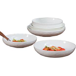 景德镇陶瓷盘子家用菜盘饭盘鱼盘高级感釉下彩深盘纯白骨瓷餐具